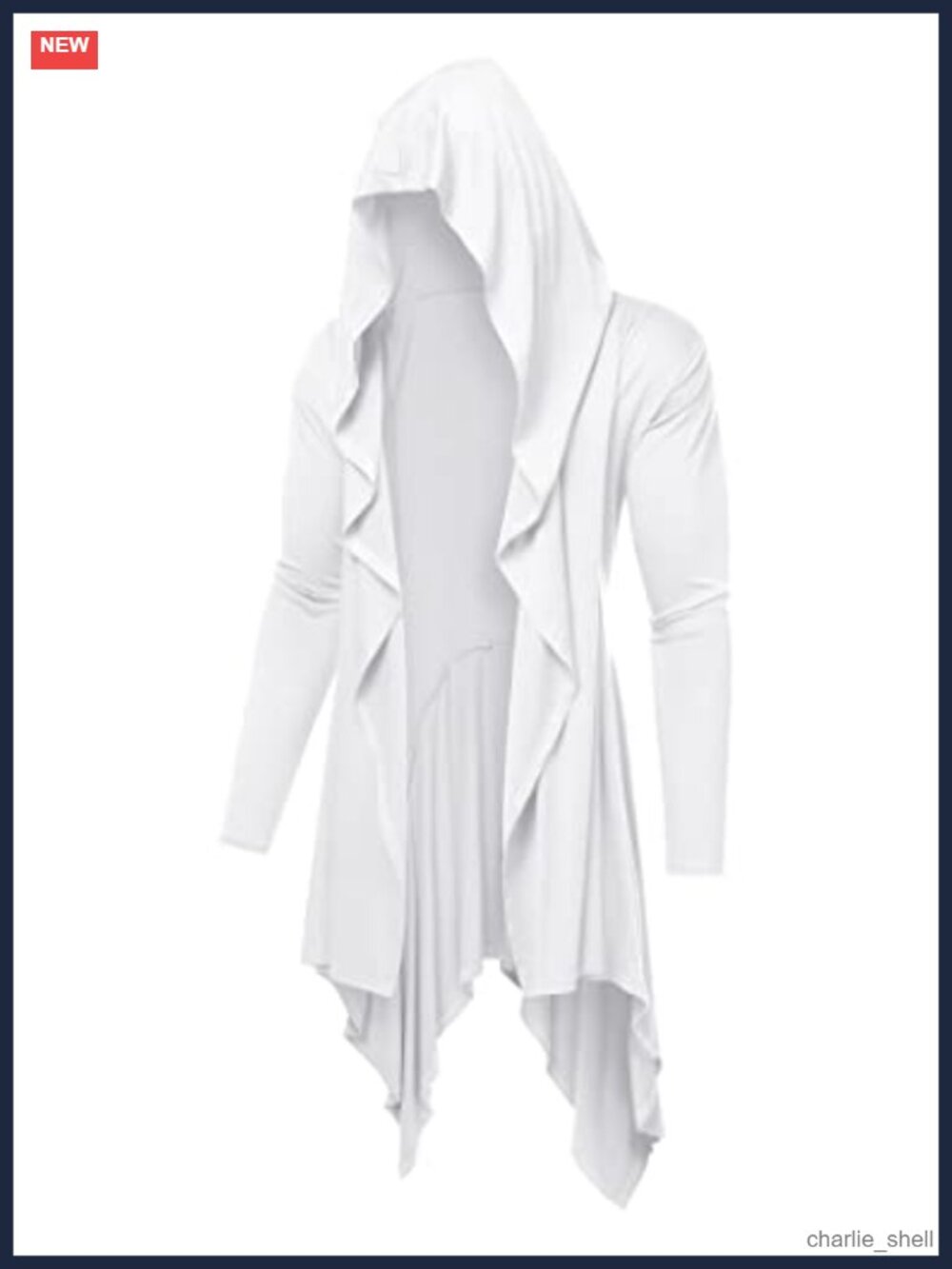Ruffle Shawl Collar Hooded Cardigan Open Front Long Drape Cape Overcoat